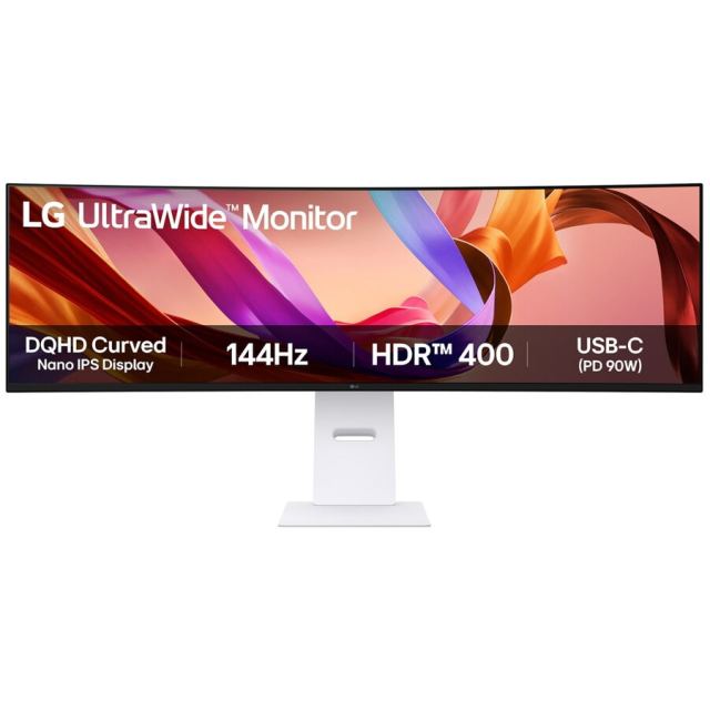 LG Monitor IPS LED LG 49 49U950A-W, DQHD (5120 x 1440), HDMI, DisplayPort, Ecran curbat, Boxe, 144 Hz, 5 ms (Alb)