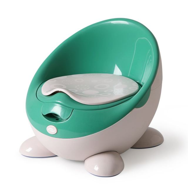 Olita pentru copii Little Mom First Class Aqua-Green, cu adaptor moale din spuma PU, spatar ergonomic, vas colector detasabil, picioruse antiderapante, dimensiune 32 x 34 x 30 cm