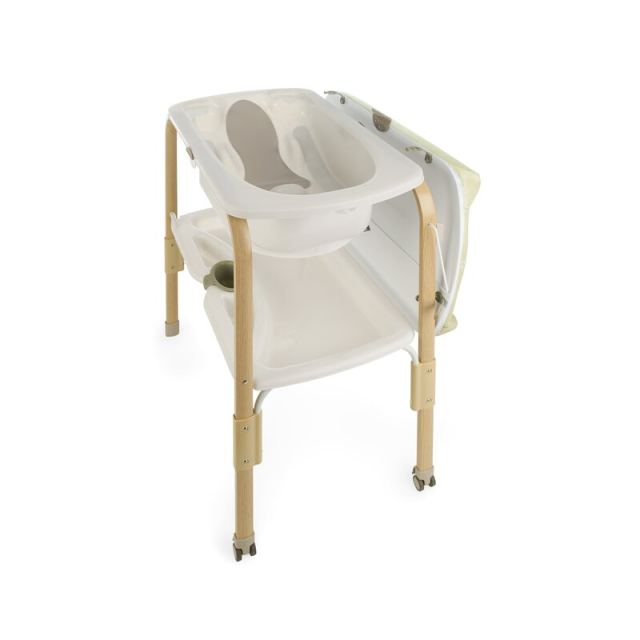 Cadita de baie cu suport Jane Flip cu 2 pozitii anatomice, masuta de infasat, tavita si compartimente pentru accesorii Sage