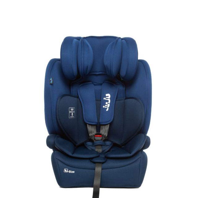 Scaun auto i-Size Juju Safe Rider Albastru-Bleumarin, 76-150 cm, convertibil in inaltator, tetiera reglabila, cotiere, pernute moi, husa detasabila