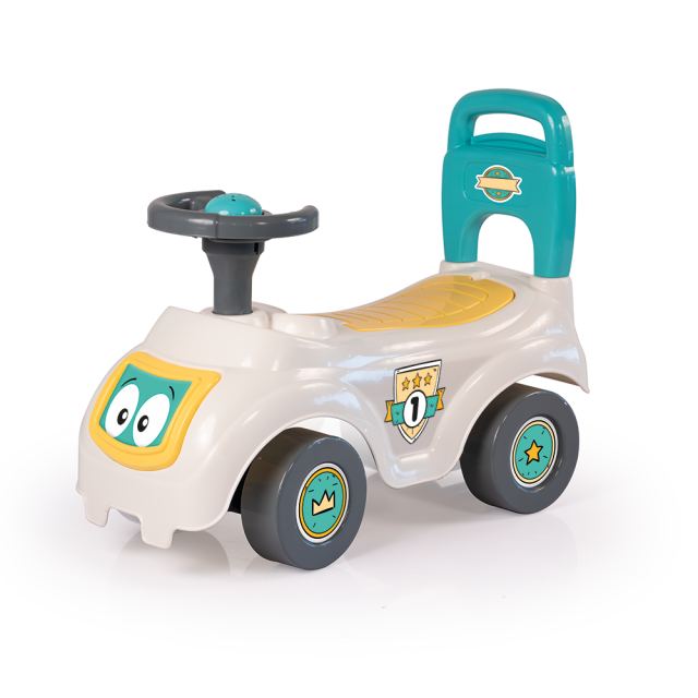 Ride-On copii fara pedale Dolu Pastel, volan cu claxon, spatar cu posibilitatea de impingere, spatiu de depozitare, claxon