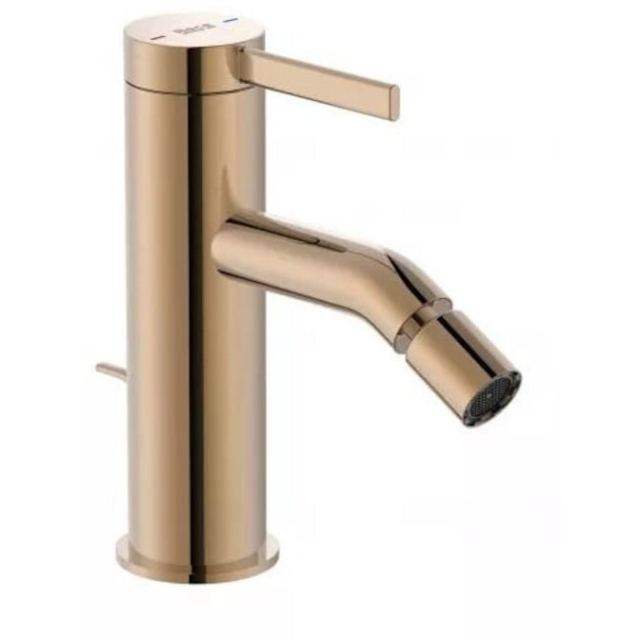 Roca Baterie bideu Roca, Gama Ona A5A609ERG0, monocomanda, levier metalic, cartus ceramic, set evacuare cu tija, auriu rose