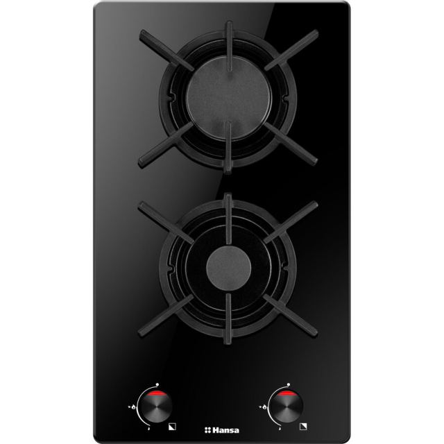 hansa Plita incorporabila Hansa BHKS330500, 2 Arzatoare, Gaz, Gratar fonta, Aprindere electrica, Sticla Neagra