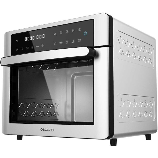 CECOTEC Cuptor electric cu convectie-friteuza cu aer cald Cecotec Bake&Fry 3000 Steel Touch, 1600W, 30L, 9 programe, Argintiu-inox