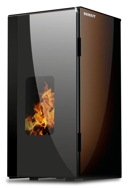 Termosemineu pe peleti Burnit Vision Brown 13 kw, echipat cu pompa de circulatie, vas de expansiune, automatizare, suprafata pana la 80 metri patrati
