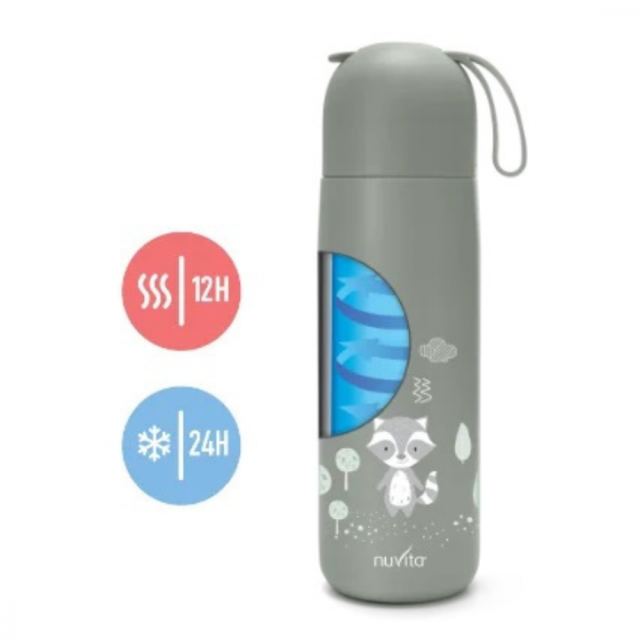 Termos din otel inoxidabil Nuvita Sage Green cu 2 recipiente interne 400 ml