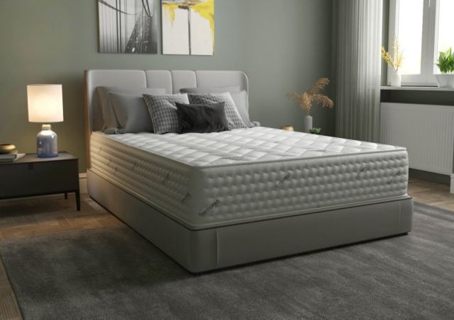 Saltea cu arcuri Pocket Somnomed Comfort Fit 120x200x30 cm spuma cu memorie si husa tratament antiacarieni, fermitate mediu-tare