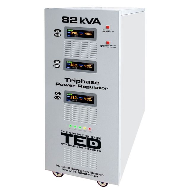 Stabilizator de tensiune cu servomotor trifazat-trifazat TED 000224, 82000VA, 64000 W, regleta