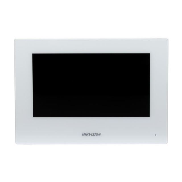 Videointerfon de interior WiFi Hikvision DS-KH6320-WTE1-W, 7 inch, slot card, aparent, 12V DC/PoE, alb