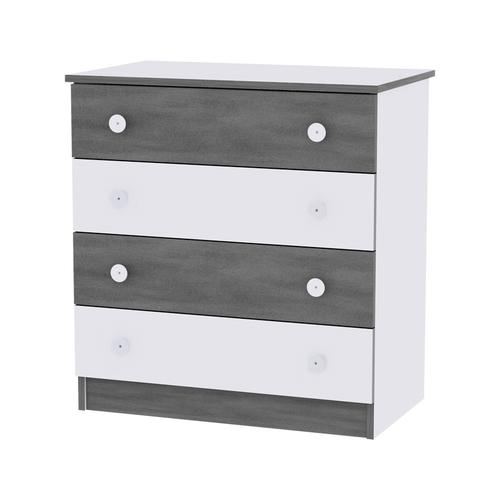 Comoda lemn Lorelli White Vintage Grey, 81x50x86 cm, 4 sertare