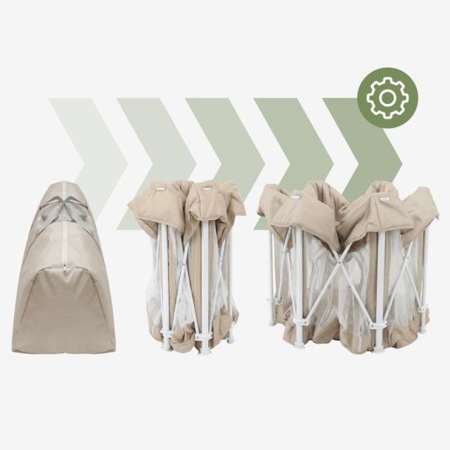 Tarc de joaca pliabil pentru copii Tulano Cozy 30 Beige, utilizare interiorexterior, usa cu fermoar,pereti din plasa respirabila, geanta transport
