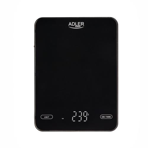 Cantar de bucatarie Adler AD 3177b, max 10 kg, Diviziune 1 g, Display LED, USB Type-C (Negru)