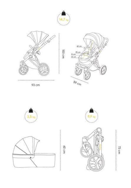 Carucior 2 in 1 Oslo+ Onyx Skiddou Negru