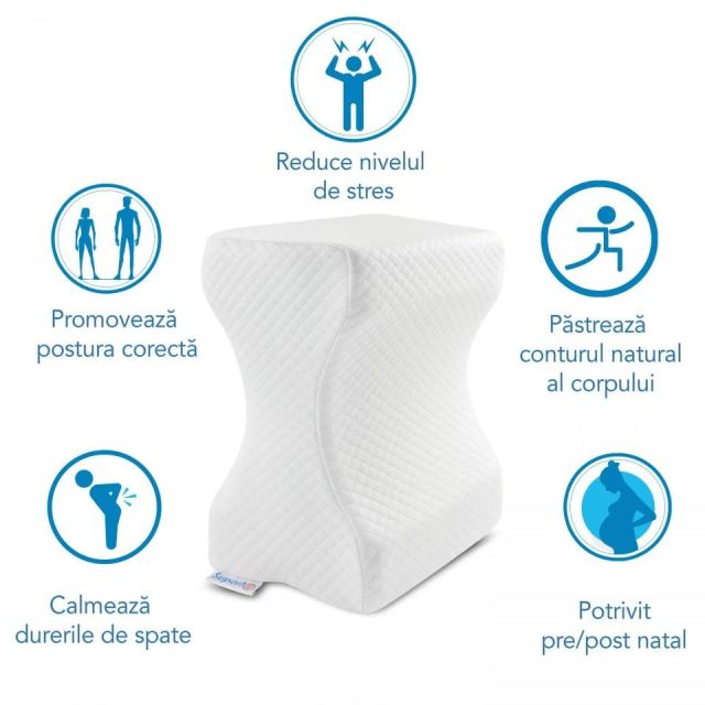 Husa de schimb pentru perna de genunchi Suporto Classic lavabila, alba