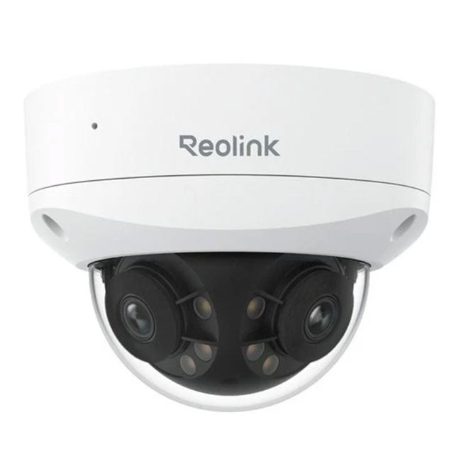 Camera supraveghere IP Dome cu lentila duala Reolink Full Color Duo Series P737, 8MP, 2.8mm, IR/lumina alba 30 m, panoramica, slot card, microfon si difuzor, sirena, avertizare luminoasa, detectie smart, timelapse, PoE, control din aplicatie