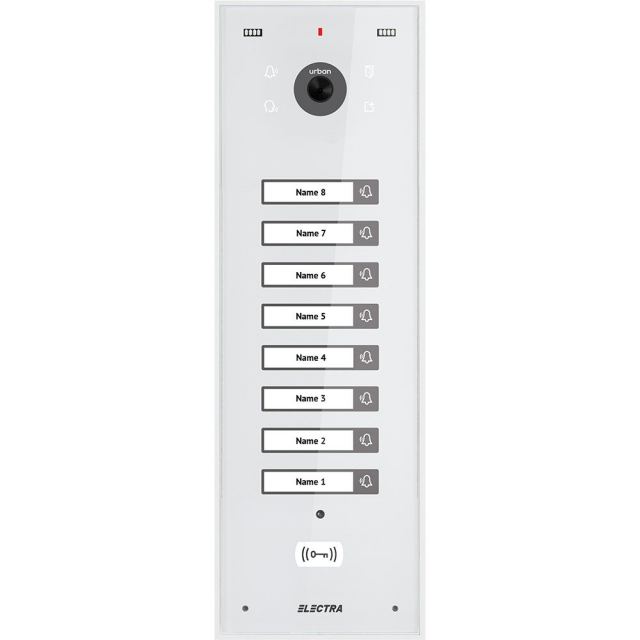 Videointerfon de exterior Electra VPU.08S03.ELWTL, 8 familii, 800 LTV, RFID, aparent, alb