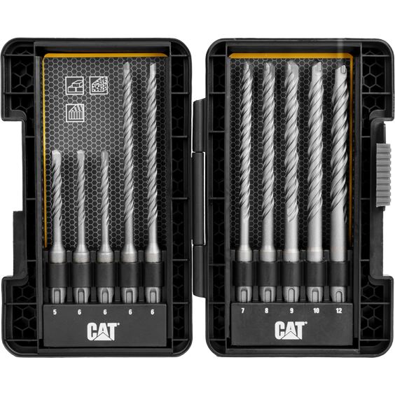 CAT Set10 burghie SDS Plus CAT 3 x 110mm + 7 x 160mm, tija Crom-Vanadiu, varf din carbura de Tungsten de calitate superioara, Argintiu