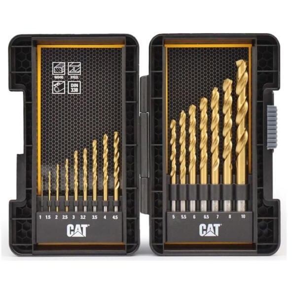 CAT Set 16 burghie pentru metal CAT DA02901, 1–10 mm, Otel rapid, Auriu
