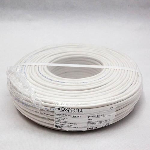 Cablu alarma 8 x 0.22 + 2 x 0.75 premium, cupru 100%, cod: I105ITLi-Y (ST)Y, made in Italy, utilizare pentru sisteme de alarma, manta exterioara PVC alb, ecranare: folie de aluminiu laminata, raza de curbura 10x diametru