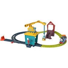 Fisher&nbsp;Price Set tren Fisher Price Thomas & Friends Train set Crane Carole + Sandy, set motorizat, 18 piese