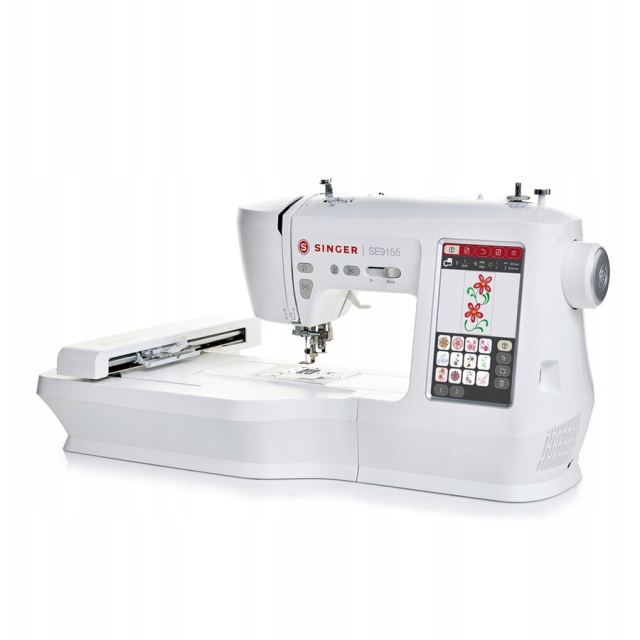 SINGER Masina de cusut cu modul de broderie Singer SE 9155, 250+ tipuri de cusaturi, ecran LCD 7, set de accesorii, Alb