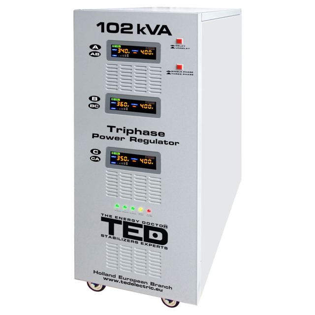 Stabilizator de tensiune trifazic cu servomotor TED 102kVA-SVC TED000064, 102000 VA/70000 W