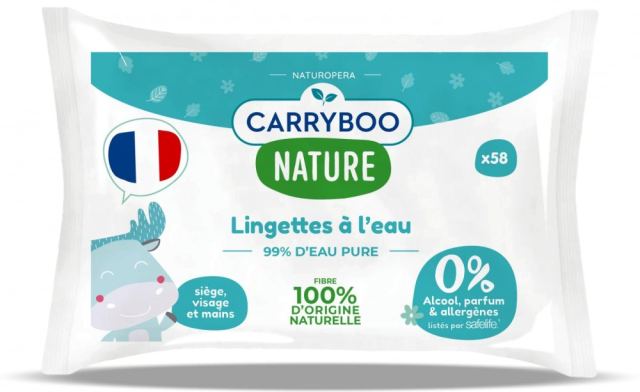 Servetele de apa umede hipoalergenice, fara parfum, cu extract Bio de musetel Carryboo 58 bucati