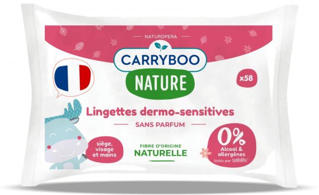 Servetele umede hipoalergenice, fara parfum, cu extract de bumbac Carryboo 58 bucati