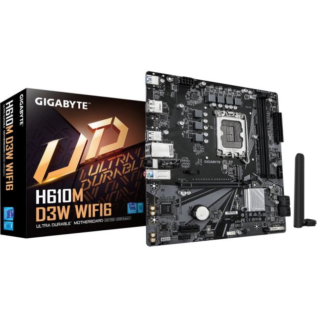 Gigabyte Placa de baza GIGABYTE H610M D3W WIFI6 DDR5, Intel H610, LGA 1700, mATX