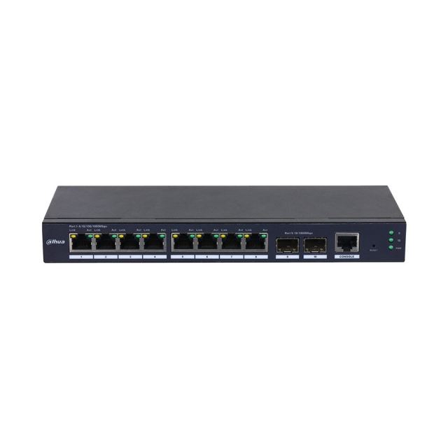 Switch Gigabit Dahua SG4010-2F, 8 porturi, 2x SFP, Layer 2, cu management