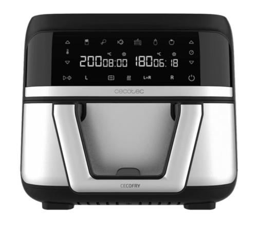 Friteuza cu aer cald Cecotec Cecofry Dual 9000 04996, 2850 W, 9 l, control tactil, 6 programe (Negru/Argintiu)