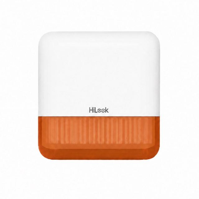 Sirena wireless exterior HiLook ALARM-S201-E-WE-O, 110 dB, 868 MHz, raza 1600 m, autonomie baterie 3 ani, IP65, portocaliu