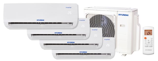 Pachet 4 camere, Aer conditionat multi-split Hyundai M, 3 x 9000 BTU + 18000 BTU, Inverter, kit Wi-Fi inclus, 3 x HSAFAU-09HRDN + HSAFCU-18HRFN + H4OB-36HFN8-Q