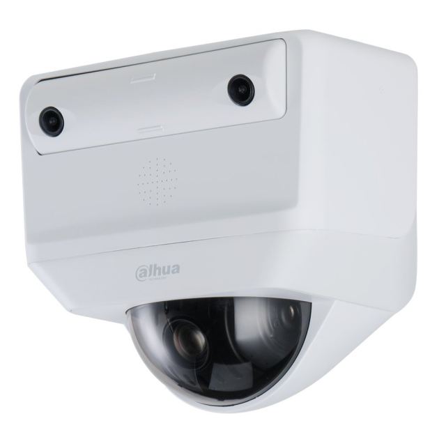 Camera supraveghere rotativa panoramica IP Speed Dome PTZ cu lentila tripla pentru sali de clasa Dahua WizMind X-Spans SDT4A404-4F-QA, 2x 4MP, auto tracking, slot card, zoom 4x, recunoastere faciala / comportament sala examinare, PoE