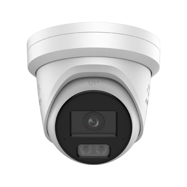 Camera supraveghere IP Dome cu iluminare duala Hikvision ColorVu DS-2CD2347G3-LIS2UY/SL, 4 MP, 2.8 mm, IR/lumina alba 30 m, slot card, microfon dual si difuzor, anti-coroziune, sirena, lumina stroboscopica, PoE