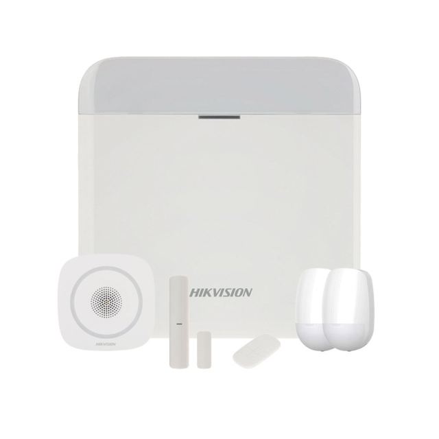 Sistem alarma antiefractie Hikvision Intrusion Security, LAN, WiFi, GPRS, 16 partitii, 64 zone/iesiri, 32 utilizatori, 868 MHz