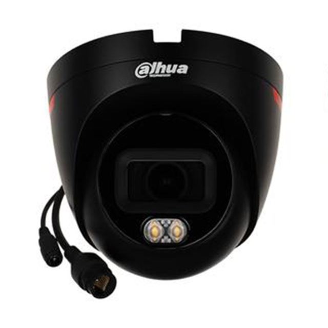 Camera supraveghere IP Dome Dahua WizSense IPC-HDW2449T-S-LED-0280B-PRO-S1-BLACK, 4 MP, 2.8 mm, lumina alba 30 m, microfon, slot card, WizColor, detectie miscare, PoE