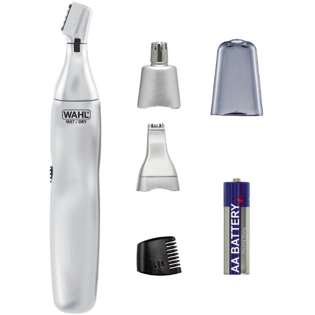 Wahl Trimmer nas, urechi si sprancene Wahl 05545-2416, trei capete, baterie AA, gri