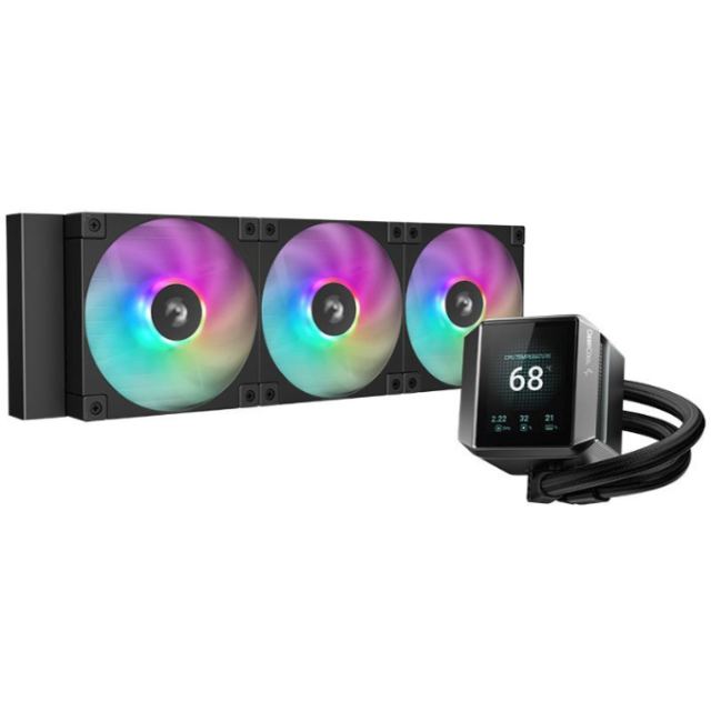 Deepcool Cooler procesor Deepcool MYSTIQUE ARGB, 360, 3 ventilatoare, viteza 600 - 2400 rpm, Negru