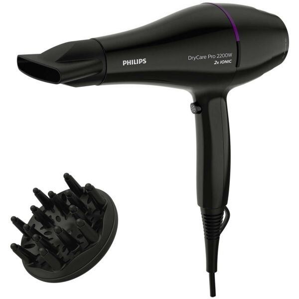 Philips Uscator de par Philips BHD274/00, 2200W, tehnologie Thermo Protect, motor CA, 6 setari de viteza/temperatura, ingrijire cu ioni, concentrator, difuzor de volum, Negru