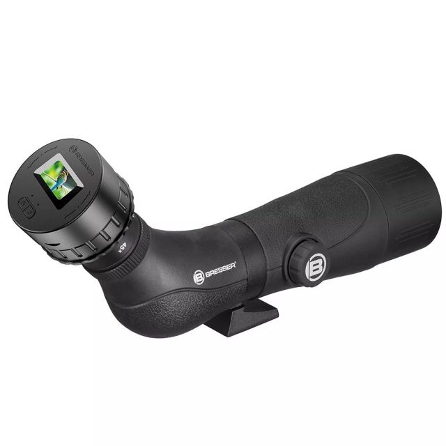 Luneta terestra Bresser Spektar 15-45x60 + camera WiFi pentru ocular, 45 grade