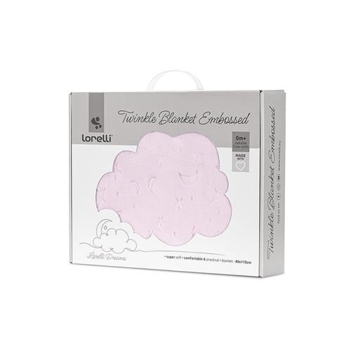 Paturica pentru bebelusi Lorelli Twinkle, material moale, model decorativ in relief, 80 x 110 cm, 0 luni+, Roz