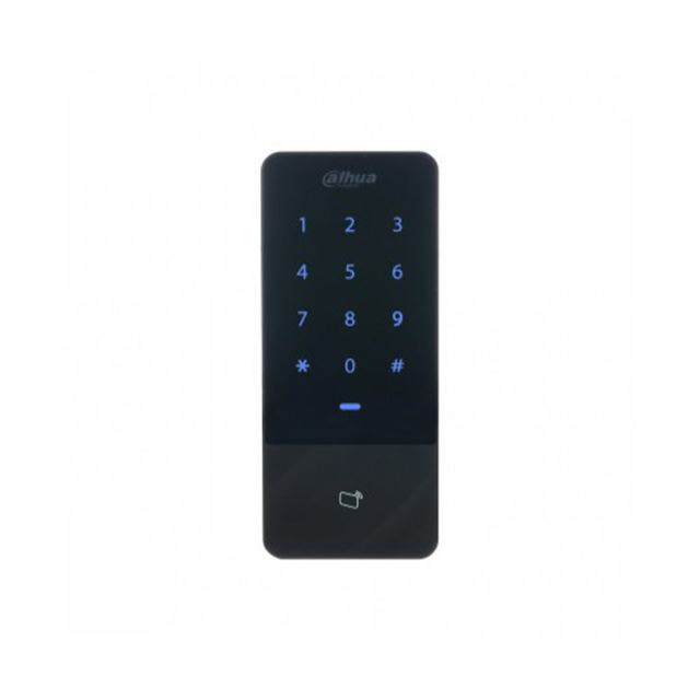 Cititor control acces exterior standalone Dahua ASI1201E-V1, card IC si parola, 13.56 MHz, 30.000 utilizatori, tastatura touch, RS-485/Wiegand, montaj aplicat