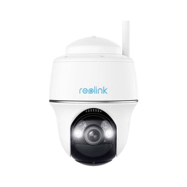 Camera supraveghere rotativa PT wireless WiFi Reolink Argus PT B430, 5 MP, pan si tilt, IR / lumina alba 10 m, microfon, difuzor, slot card, detectie persoane / vehicule / animale, acumulator 21.6 Wh