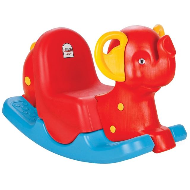 Balansoar pentru copii Pilsan Happy Elephant red cu spatar inalt ,sistem de siguranta anti-rasturnare, manere ergonomice, recomandat de la 3 ani