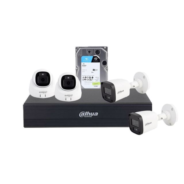 Sistem supraveghere mixt Dahua DH-4MXTIR20-2MP-1TB, 2 MP, 2.8/3.6 mm, IR 20 m, HDD 1 TB