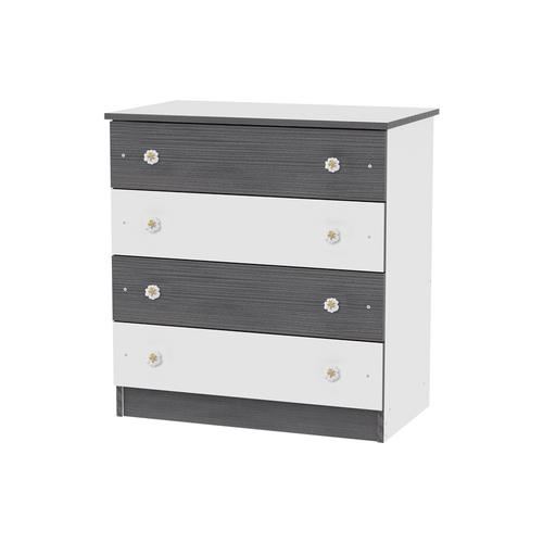 Comoda lemn Lorelli White Graphite, 81x50x86 cm, 4 sertare