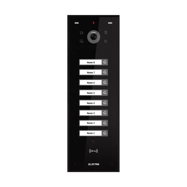 Videointerfon de exterior Electra VPU.08S03.ELBTL, 8 familii, 800 LTV, RFID, aparent, negru