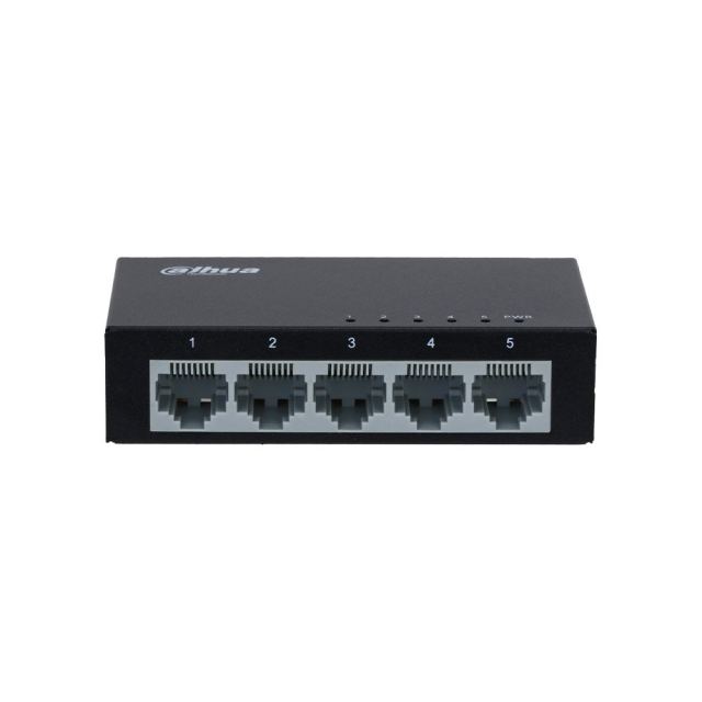 Switch retea Dahua SF1005-EUR, 5 porturi, 10/100 Mbps, 1 Gbps, Plug and Play, carcasa metalica, fara management