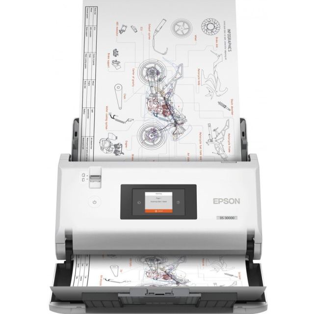 Epson Scanner documente Epson WorkForce DS-790WN, 70 str./min, A3, USB 3.2 Gen 1, Alb